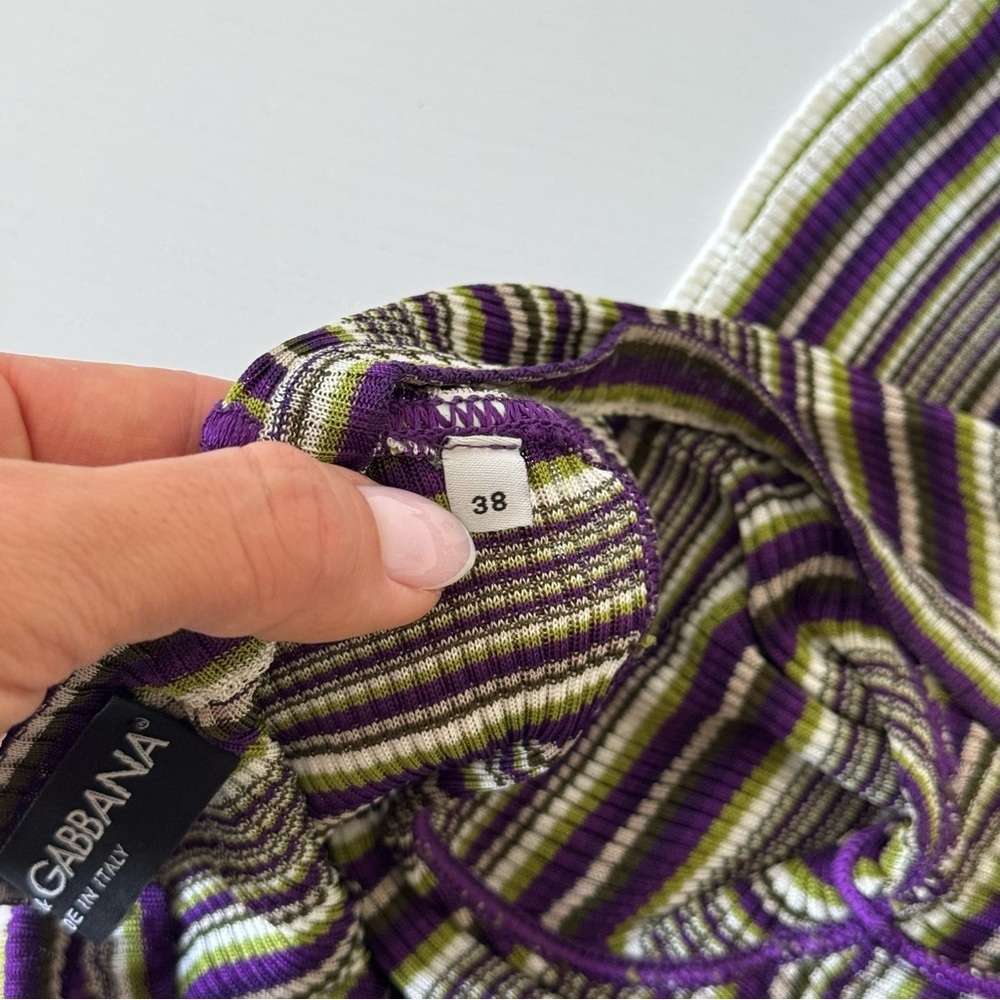 Dolce & Gabbana Striped Long Cardigan with Purple Accents, Size 38 - Picture 10 of 10